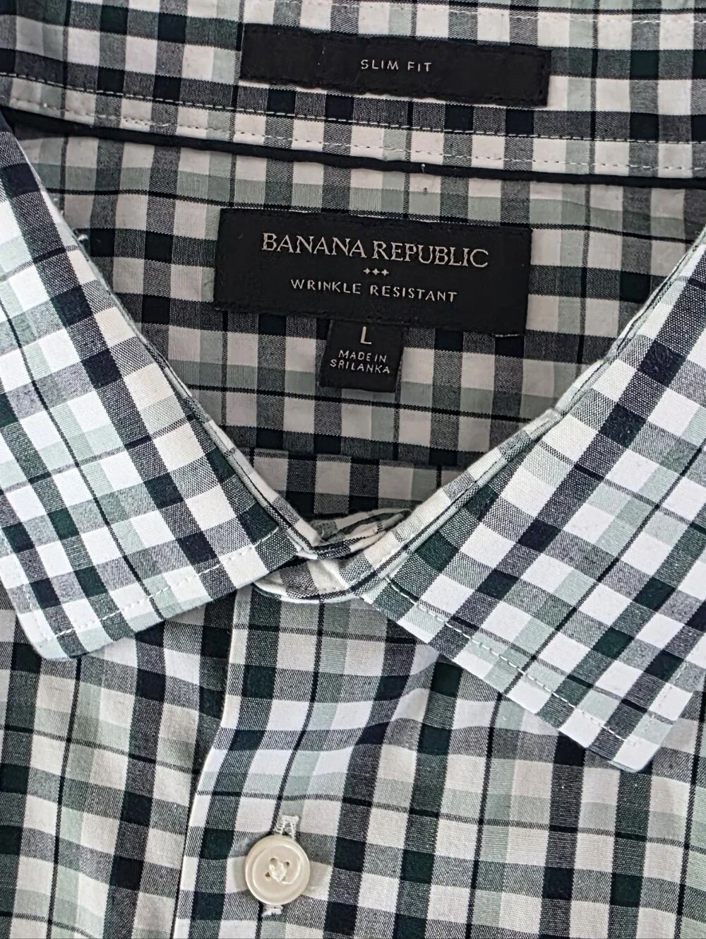 Banana Republic Slim Fit Wrinkle Resistant Plaid Button Front Shirt Men's Large